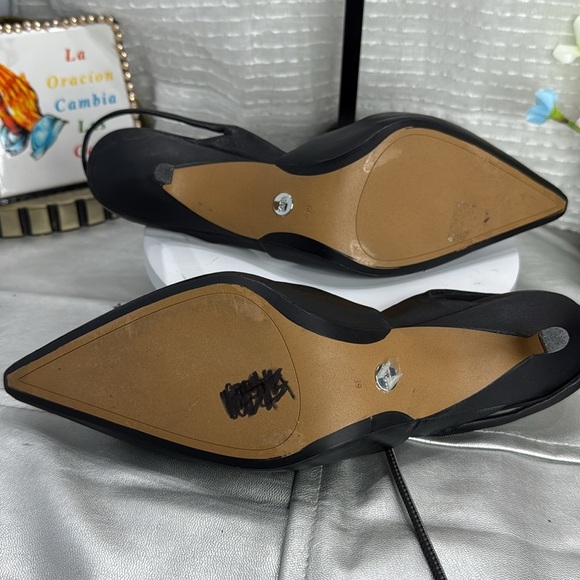 (O) ZARA Elegant Black Slingback Heels with Crystal Embellishment, Size 39/8USA - Picture 9 of 13